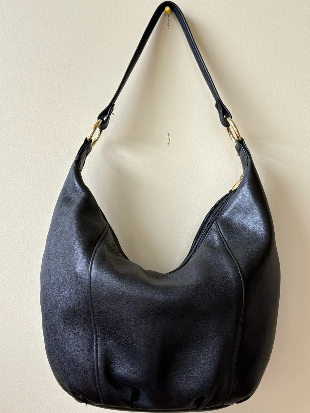 Tignanello - Black Leather Hobo with Gold Hardware